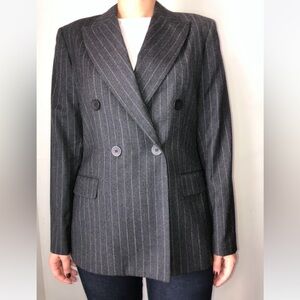 MORGAN TAYLOR STUDIO Dark Gray Pinstripe 100% Wool Double Breasted Blazer 12